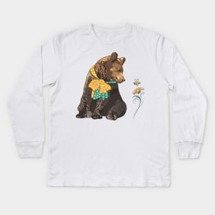 Cartoon hipster bear Kids Long Sleeve T-Shirt